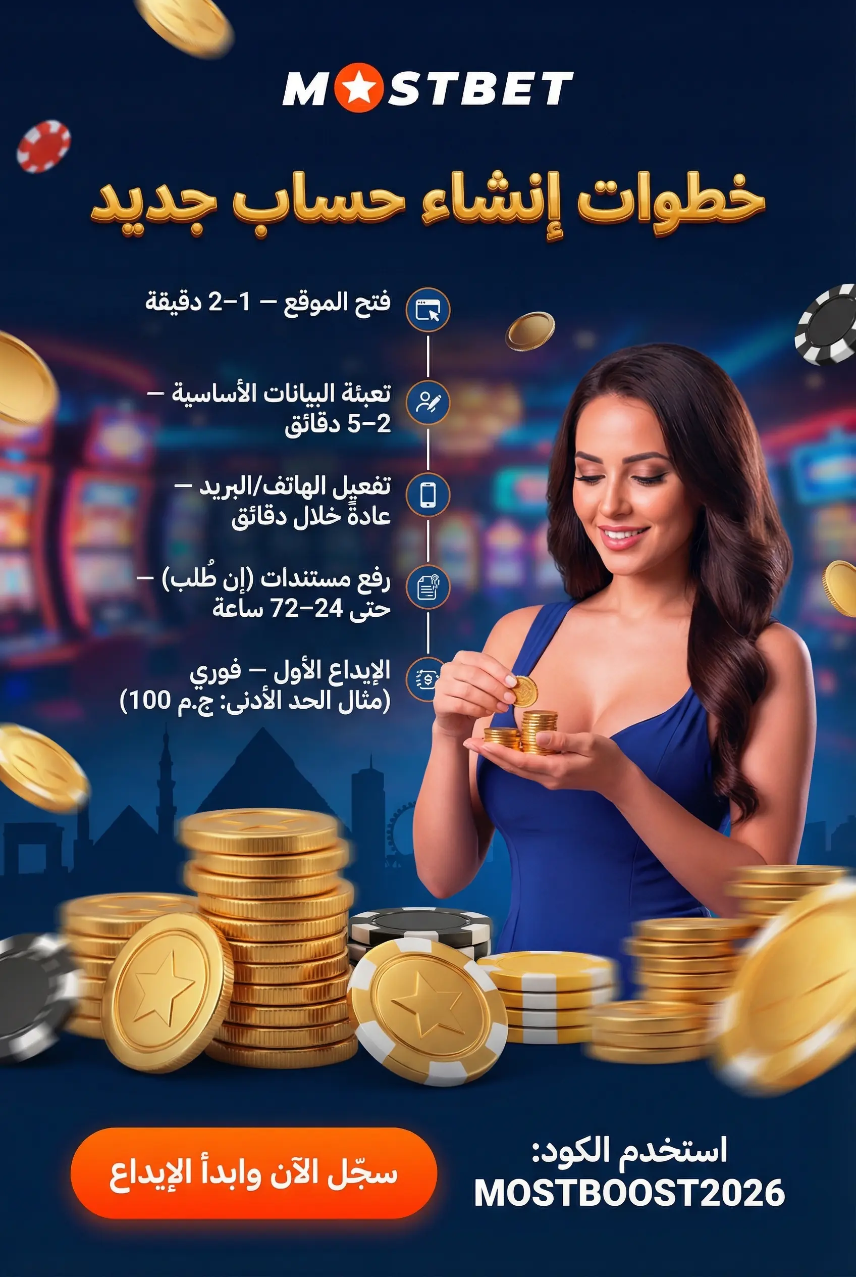 صورة عمودية لخطوات إنشاء حساب جديد